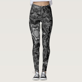 Leggings kaléidoscope noir et blanc motif