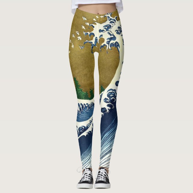 Leggings Katsushika Hokusai - Grande vague colorée (Devant)