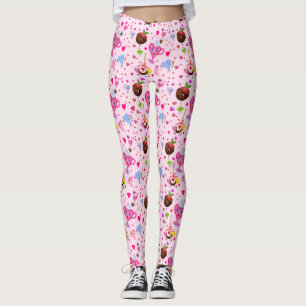 Leggings Kawaii Coeurs Doux Et Chocolat