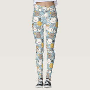 Leggings Kawaii Frenzy : Doodle Whimsical des animaux migno