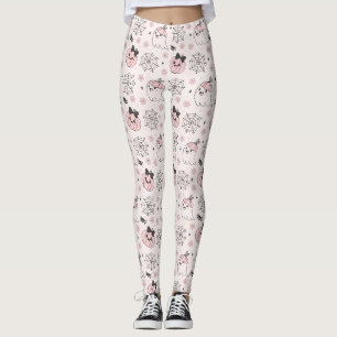 Leggings Kawaii Motif d'Halloween rose avec Ghost, Citrouil