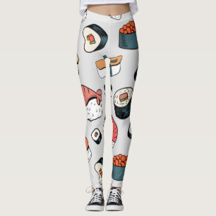 Leggings Kawaii Sushi Rolls Motif Slip-On Baskets Leggi
