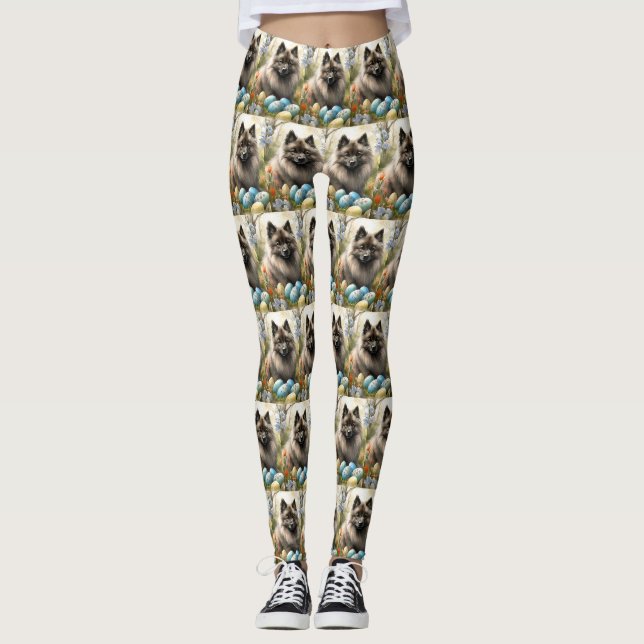 Leggings Keeshond avec oeufs de Pâques (Devant)