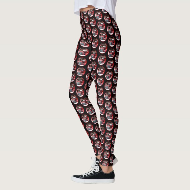 Leggings Keeshond Noël Vieux Camion Peinture Chien Art (Gauche)