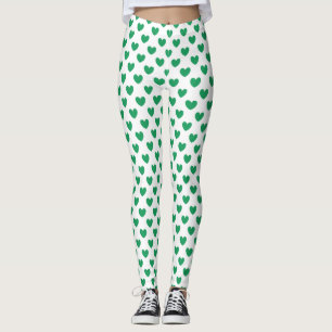 Leggings Kelly Coeurs polka vert sur blanc