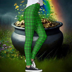 Leggings Kelly Green Black Irlandais Tartan Plaid