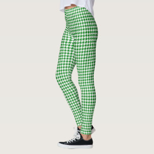 Leggings Kelly Green White Medium Houndstooth