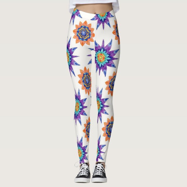 Leggings Kettle Bells Floral Mandalas Seamless Pattern (Devant)