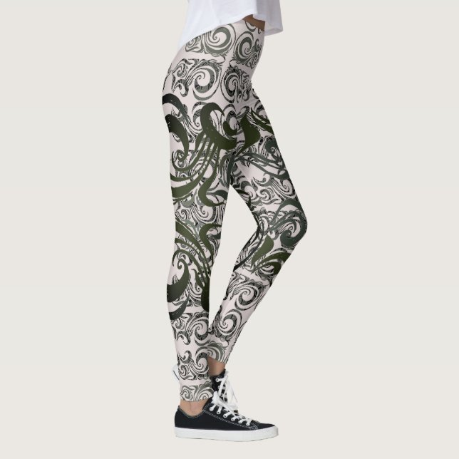 Leggings Khokhloma Muted Seaweed Motif (Droite)