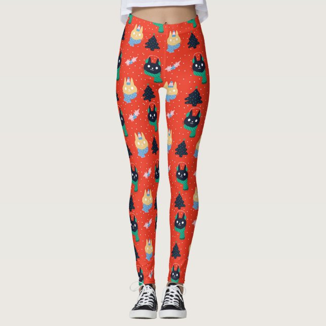 Leggings Kitties de Noël (Devant)