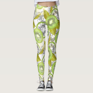 Leggings Kiwi, fruité, vert et blanc, frais, juteux, blanc
