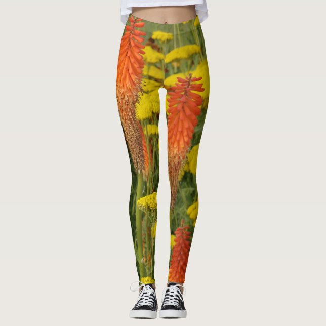 Leggings Kniphofia Uvaria Orange Fleurs Leger (Devant)