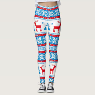 Leggings Knit de Noël Graphisme - Snowflakes & Reindeer