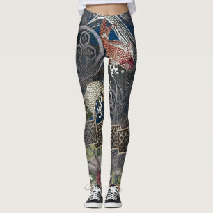 Leggings Koi en soie brodé par Japonais