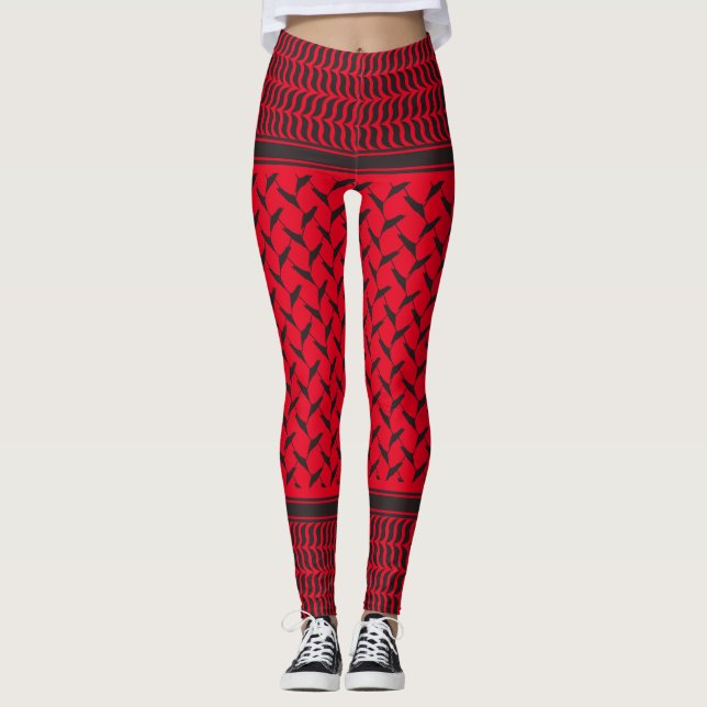 Leggings kuffiya palestinien noir et rouge (Devant)