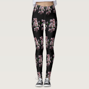 Leggings La folie des orchidées sur le noir