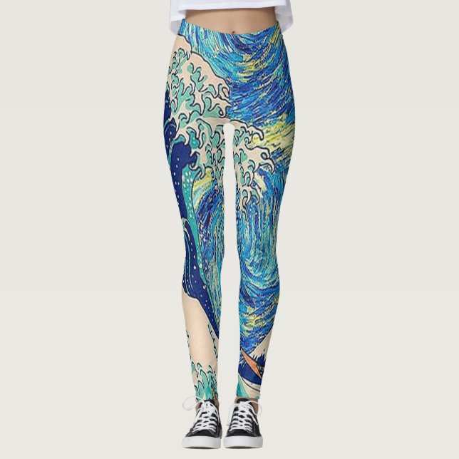 Leggings La Grande Vague Au Large De Kanagawa La Nuit étoil (Devant)