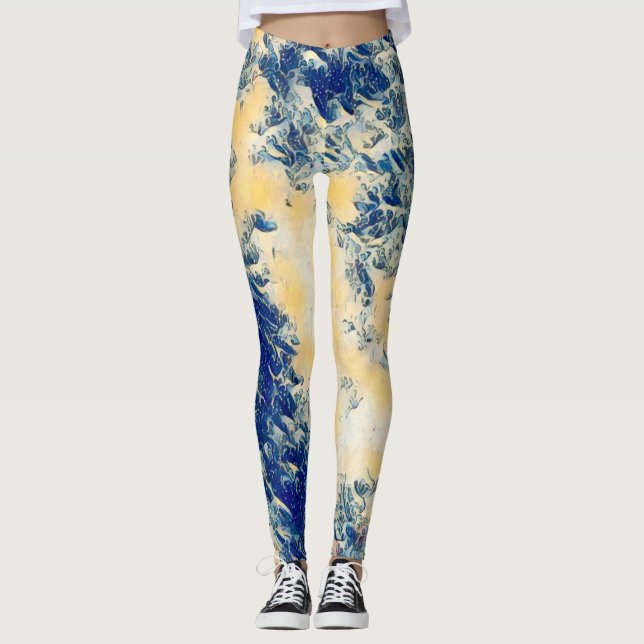 Leggings La grande vague des guêtres de style de Kanagawa (Devant)