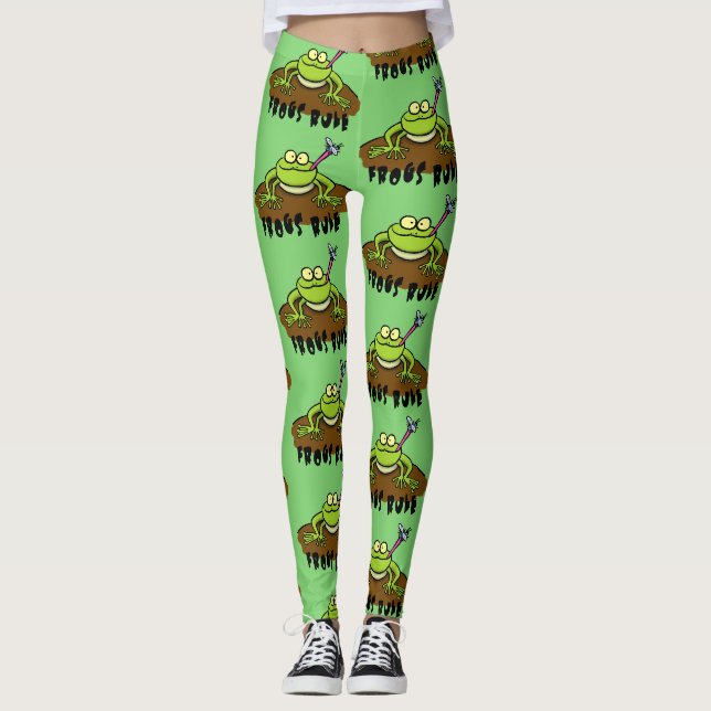 Leggings La grenouille règle drôle dessin de grenouille ver (Devant)