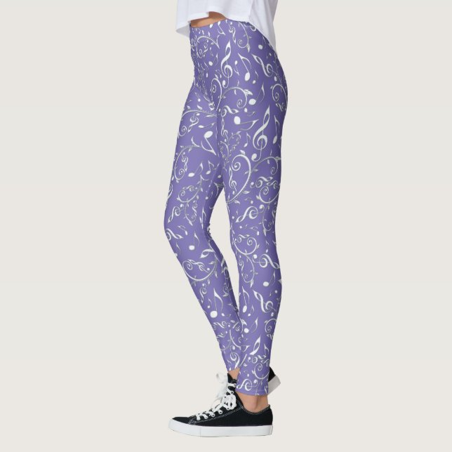 Leggings La musique argentée note floral sur les guêtres (Gauche)