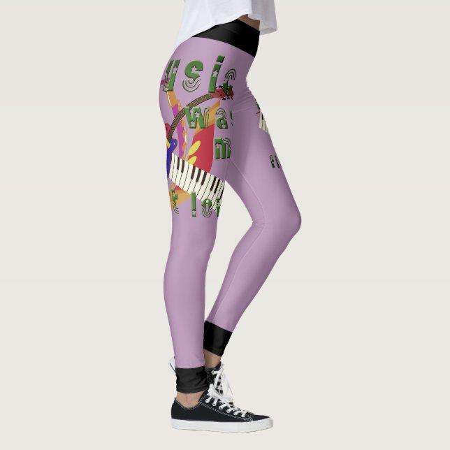 Leggings La musique était mon premier amour, clavier, guita (Droite)