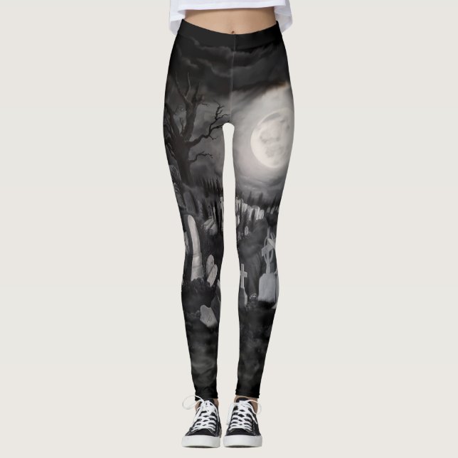 Leggings La nuit sur le cimetière - Angel avec Diable (Devant)