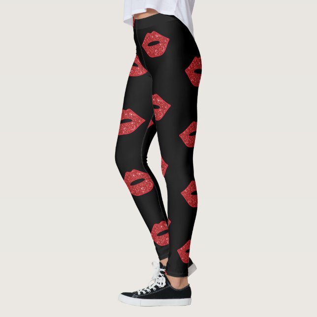 Leggings La Parties scintillant des lèvres rouges baise une (Gauche)