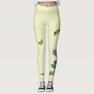 Leggings La primevère bleue sur le vert tient le premier