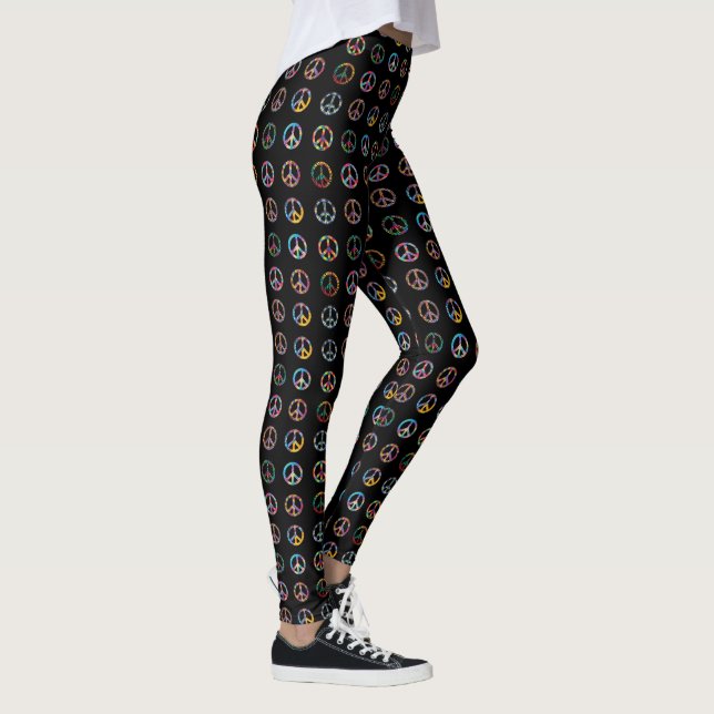 Leggings La rétro paix super se connecte les guêtres noires (Droite)