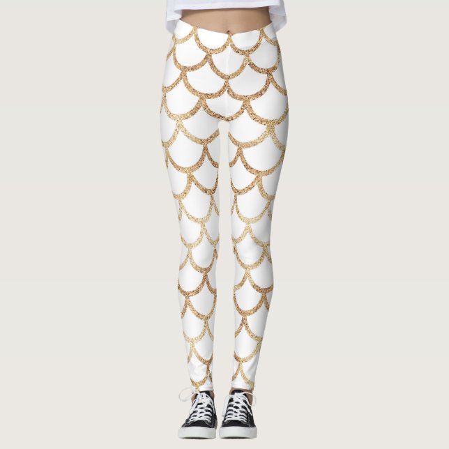 Leggings La sirène de parties scintillantes d'or mesure des (Devant)