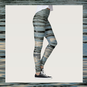 Leggings Lac Eau Bleu Gris Noir Personnalisable