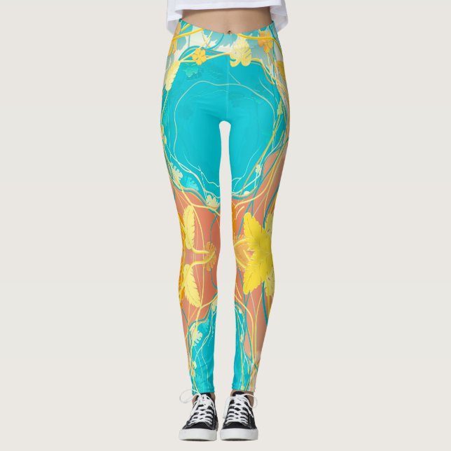 Leggings Lagon bleu tropical Botanique (Devant)