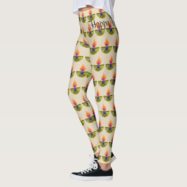 Leggings Lampe Diwali colorée Diya (Gauche)