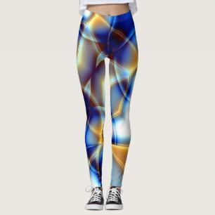 Leggings Lancer des lignes bleu et jaune clignotant et des