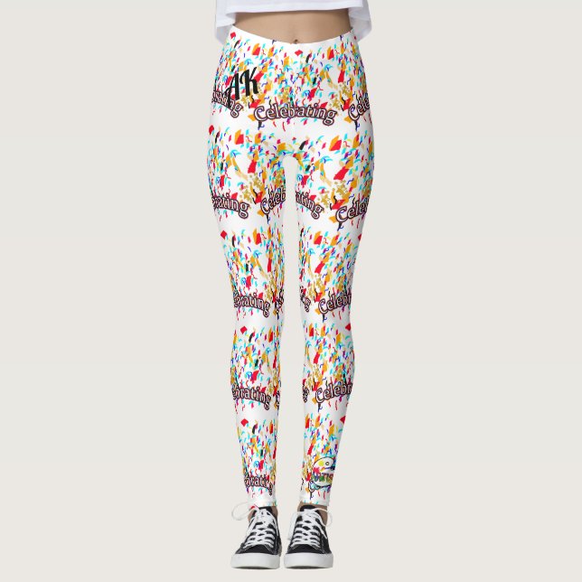 Leggings L'anniversaire célèbrent des guêtres de joyeux (Devant)