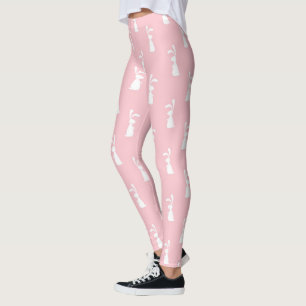 Leggings Lapin à motif couleur pastel Fond rose Animal de c