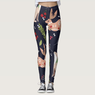 Leggings Lapin d'art populaire scandinave