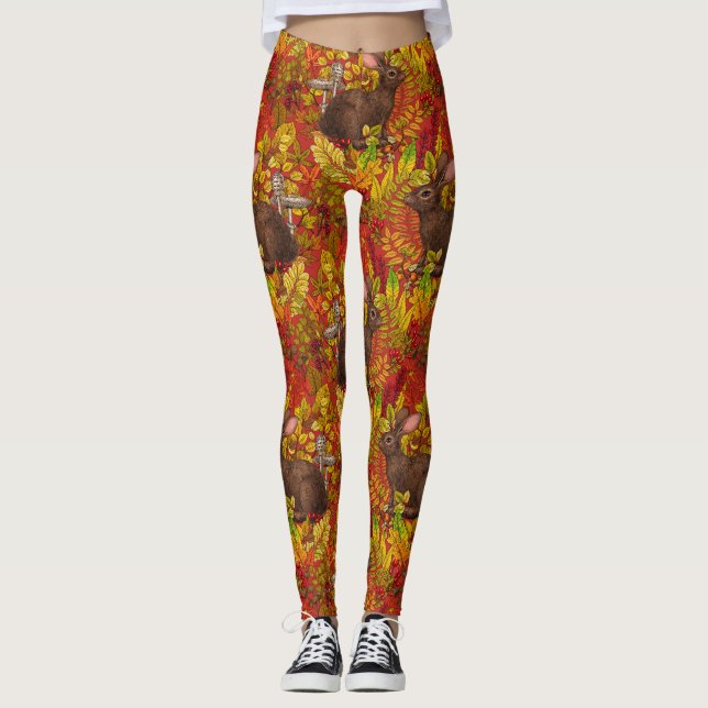 Leggings Lapin d'automne en rouge (Devant)
