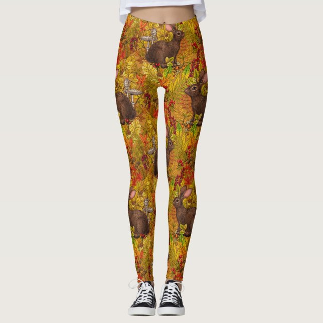 Leggings Lapin d'automne sur ocre (Devant)
