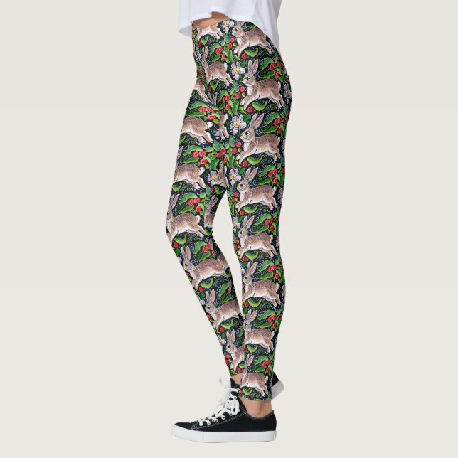 Leggings Lapin de Noël Baies de lapins de lapin de Noël Leg (Gauche)