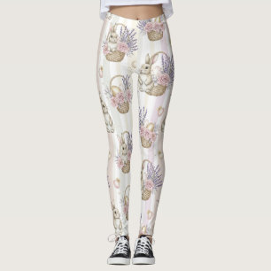 Leggings Lapin de Pâques avec Motif Pastel de Printemps Œuf