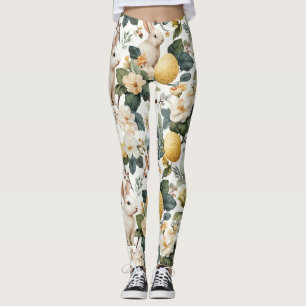 Leggings Lapin de Pâques Floral Vintage (7)