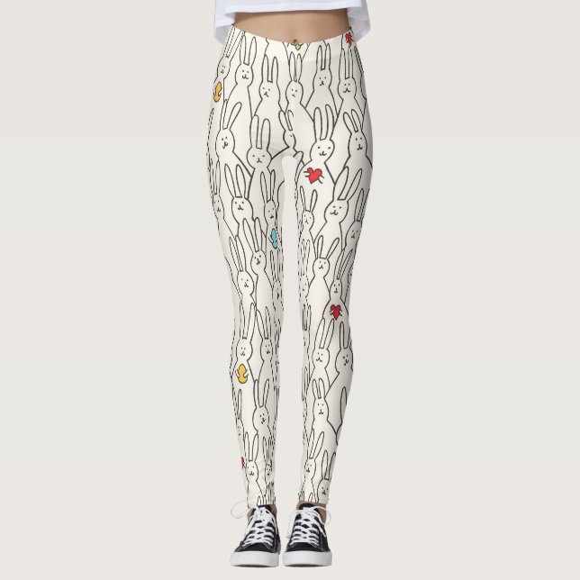 Leggings Lapin De Pâques : Joyeux Amusant Sans Couche. (Devant)