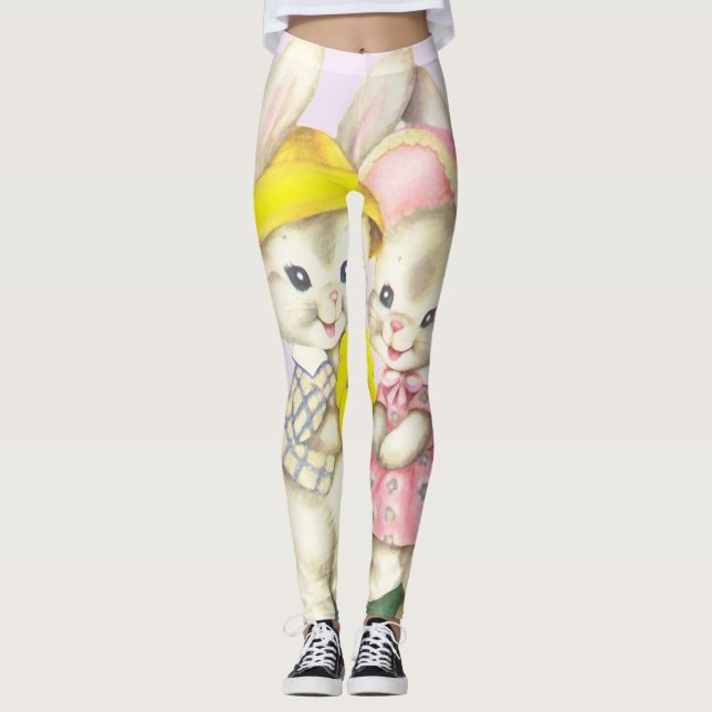 Leggings Lapin lapin Vintage de Pâques (Devant)