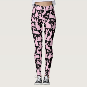 Leggings Lapins roses Motif Black BG