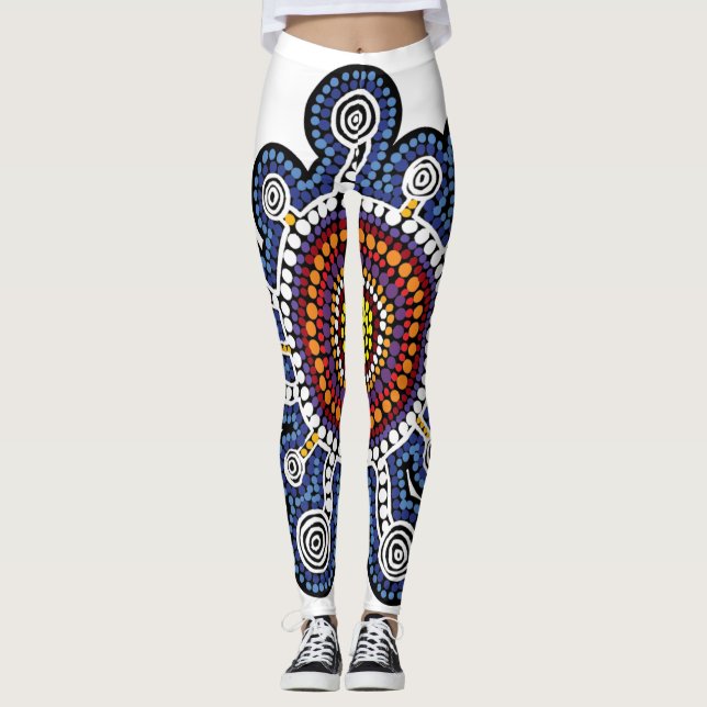 Leggings L'art aborigène australien multicolore (Devant)