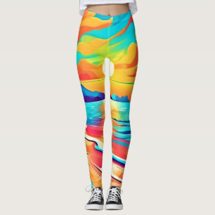 Leggings L'art du coucher de soleil sur la plage animé