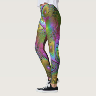 Leggings L'Art Fractal Abstrait, Lumineux Et Coloré