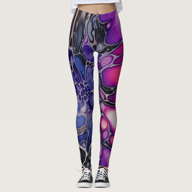 Leggings L'art indie violet, éthérée et dynamique (Devant)