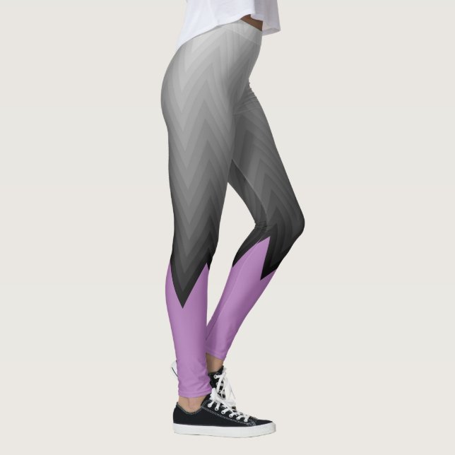 Leggings Lavande de chevron gris violet couleur personnalis (Droite)